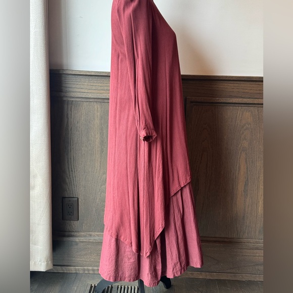 Anself Flowy Long Sleeve Asymmetrical Tunic Boho witchy Dress - maroon small - Picture 6 of 8